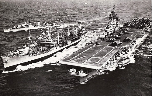  USS Princeton  CV-37 replenishment underway with USS Ashtabula (AO-51) 30 Sep 1952 
